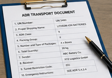 ADR-kuljetusasiakirjat ja paperityöt litiumakkulähetyksille