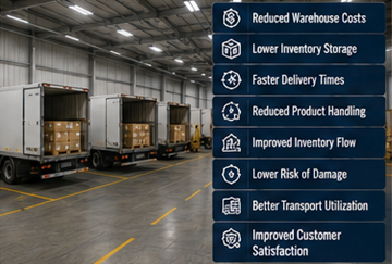 Tehokas cross-docking-operaatio, joka vähentää varastointia ja kuljetuskustannuksia
