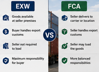 EXW- ja FCA-toimitusehtojen vertailu kansainvälisessä logistiikassa