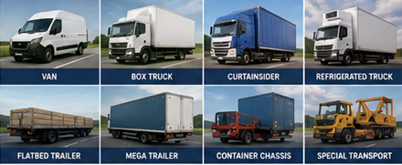 Tavarankuljetusajoneuvoja: pakettiautoja, kuorma-autoja, perävaunuja ja logistiikkakalustoa Euroopassa