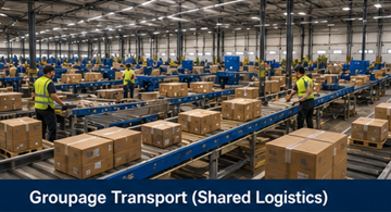 Logistiikkavarasto lajittelemassa pieniä lähetyksiä kappaletavarakuljetuksia varten Euroopassa