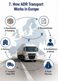 Eurooppalainen ADR-logistiikkaprosessi, vaarallisten aineiden kuljetusreitti ja vaatimustenmukaisuusmenettelyt