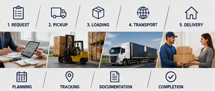 Tavarankuljetusprosessi noudosta toimitukseen: logistiikkatoiminnot ja lastinkäsittely