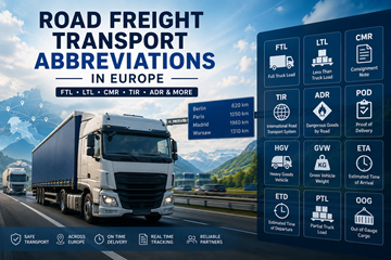 Eurooppalaiset rahtikuorma-autot, logistiikkatoiminnot ja maantiekuljetusten lyhenteet