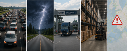 Logistiikan kuljetushaasteet, kuten viiveet, liikenne, sää ja lähetysseurannan ongelmat