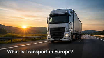 Euroopan kuljetusjärjestelmä kuorma-autot junat laivat ja lentokoneet siirtävät tavaroita Euroopan halki logistiikkaverkosto