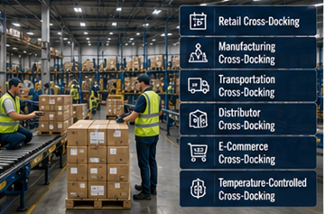 Eri cross-docking-tyyppejä kuljetus- ja terminaalilogistiikassa