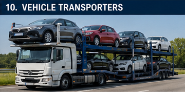 Ajoneuvonkuljetusauto kuljettaa useita autoja Euroopan halki
