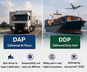 Kansainväliset kuljetus- ja logistiikkatoiminnot, jotka selittävät DDP- ja DAP-kauppatermit