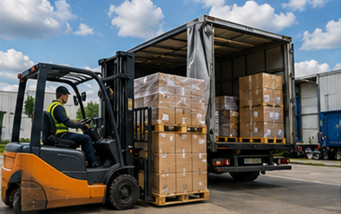 Lavakuljetus: pinotut lavat, trukit, logistiikka-autot ja varaston rahtitoiminnot