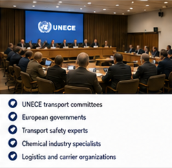 UNECE ja kansainväliset kuljetusviranomaiset hallinnoimassa ADR:n vaarallisten aineiden kuljetusmääräyksiä